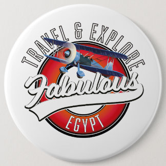 Travel explore fabulous Egypt logo. 6 Cm Round Badge