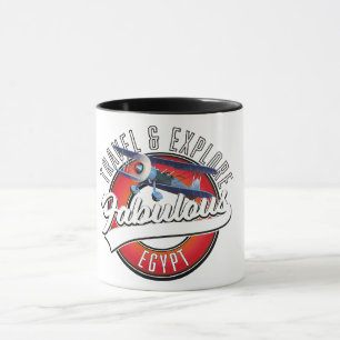 Travel explore fabulous Egypt logo. Mug