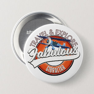 travel explore fabulous Gibraltar logo 7.5 Cm Round Badge