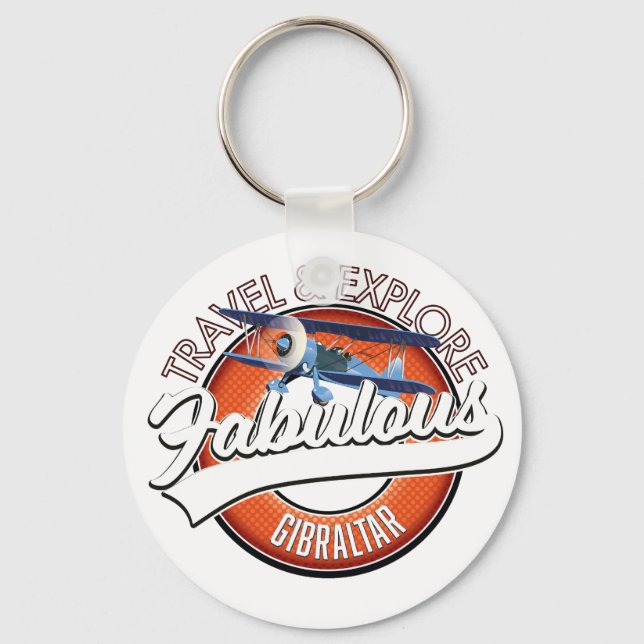 travel explore fabulous Gibraltar logo Key Ring (Front)