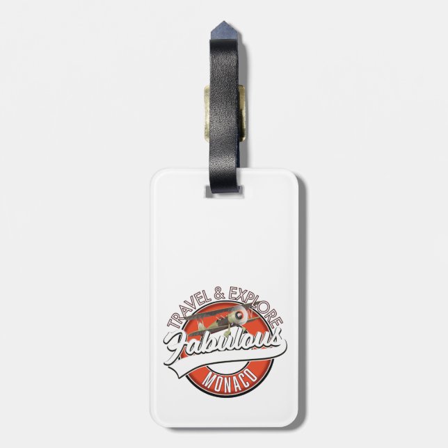 travel explore fabulous Monaco logo Luggage Tag (Back Vertical)