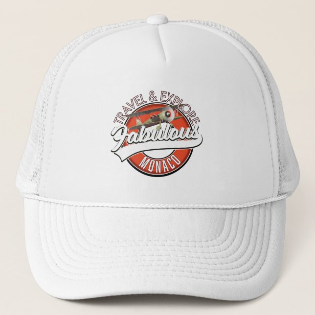 travel explore fabulous Monaco logo Trucker Hat (Front)