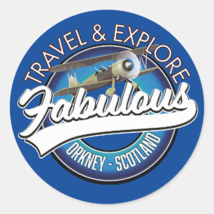 Travel explore fabulous Orkney Scotlands logo Classic Round Sticker