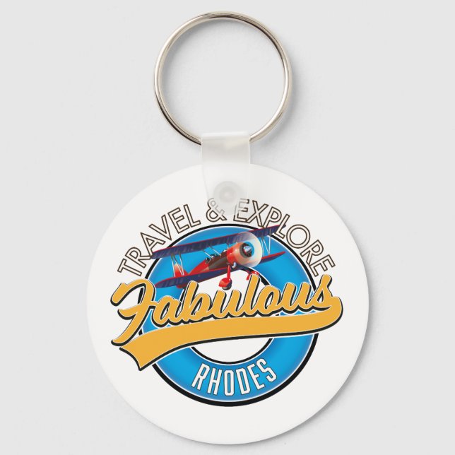 Travel & Explore Fabulous Rhodes logo Key Ring (Front)