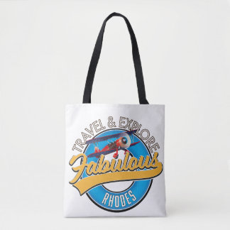 Travel & Explore Fabulous Rhodes logo Tote Bag