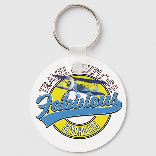 travel explore fabulous Seychelles logo Key Ring (Front)