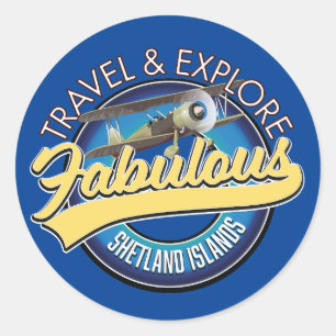 Travel explore fabulous Shetland Islands logo Classic Round Sticker