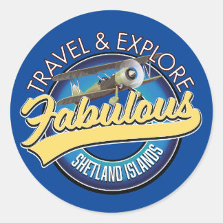 Travel explore fabulous Shetland Islands logo Classic Round Sticker