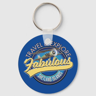 Travel explore fabulous Shetland Islands logo Key Ring