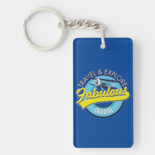 travel explore fabulous Ukraine logo Classic Round Key Ring