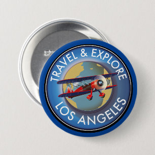 Travel explore Los Angeles logo 7.5 Cm Round Badge