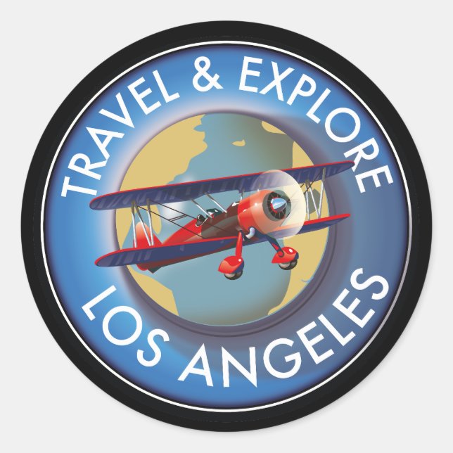 Travel explore Los Angeles logo Classic Round Sticker (Front)