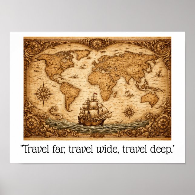  "Travel far, travel wide, travel deep.. Poster (Front)