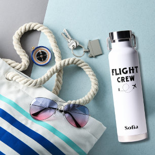 Travel Flight Crew Aeroplane Flying Modern Vacatio Water Bottle