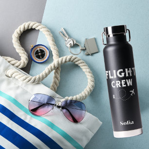 Travel Flight Crew Aeroplane Flying Modern Vacatio Water Bottle