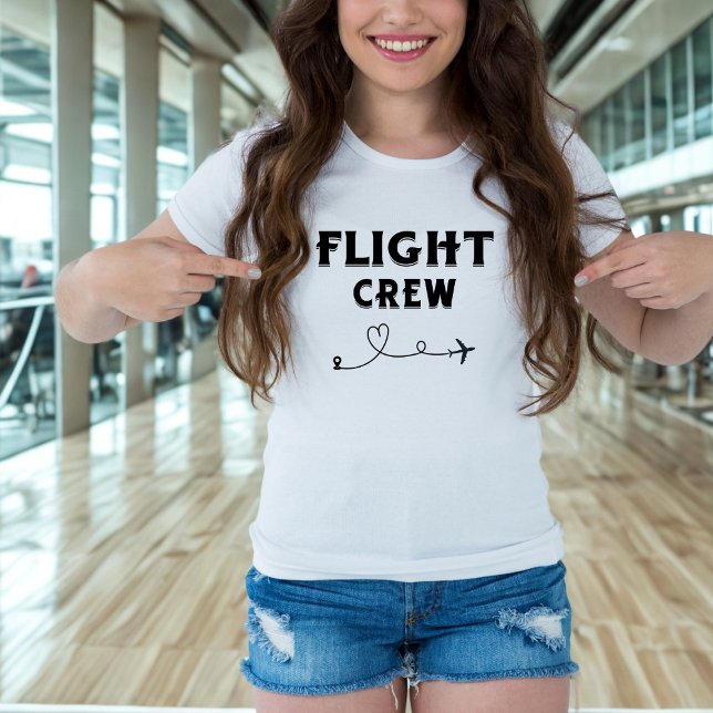 Travel Flight Crew Black Aeroplane Heart Vacation T-Shirt (Creator Uploaded)