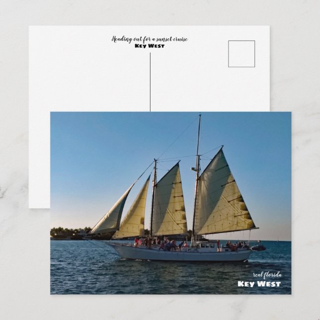 Travel | Florida - Key West Sunset Sailboat Cruise Postcard (Front/Back)