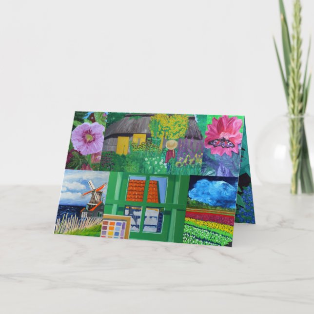 Travel  Flower Art Christmas Card (Front)