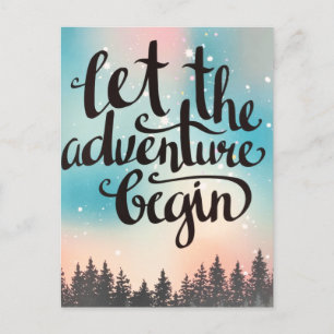 Travel Forest Trees Adventure Begins  Announcement Postcard