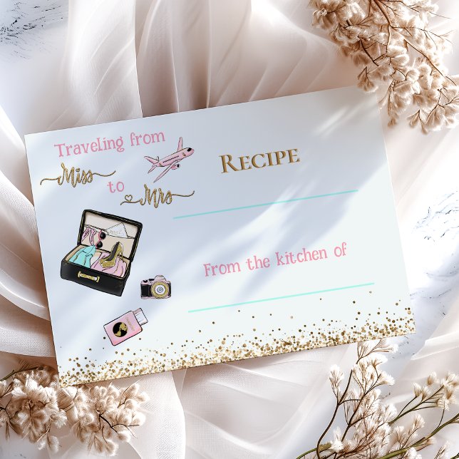 Travel From Miss to Mrs Bridal Shower Recipe Card (Creator Uploaded)