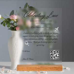 Travel Fund Request Qr Code Honeymoon Fund Acrylic Sign