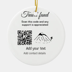 Travel fund vacation honeymoon donation add name  ceramic tree decoration
