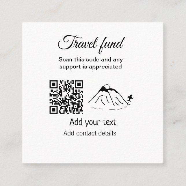 Travel fund vacation honeymoon donation add name  square business card (Front)