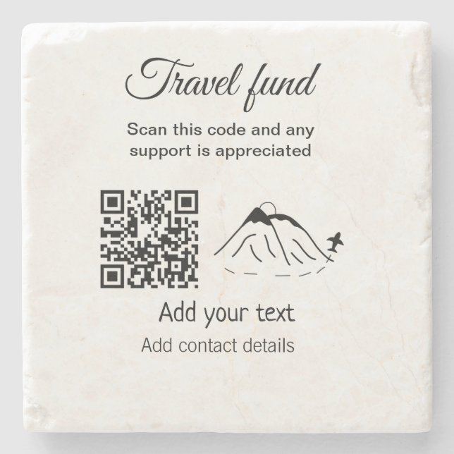 Travel fund vacation honeymoon donation add name  stone coaster (Front)