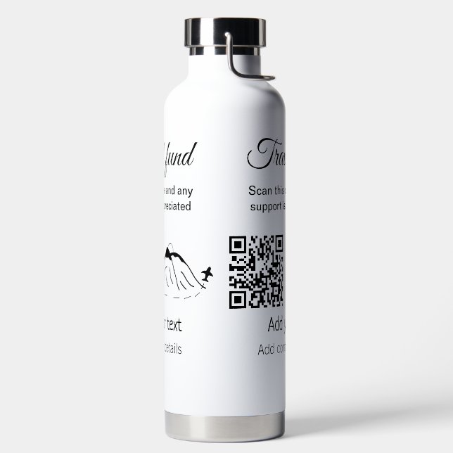 Travel fund vacation honeymoon donation add name  water bottle (Left)