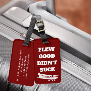 Travel Funny “Flew Good Didn’t Suck” and Aeroplane Luggage Tag