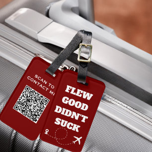 Travel Funny “Flew Good Didn’t Suck” and Airplane Luggage Tag