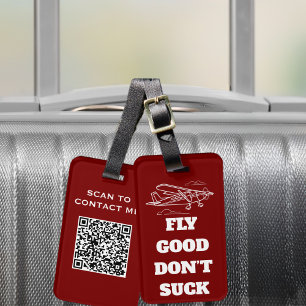 Travel Funny “Fly Good Don’t Suck” and Aeroplane Luggage Tag