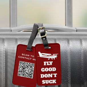 Travel Funny Joke ‘Fly Good Don’t Suck’ & Aeroplan Luggage Tag
