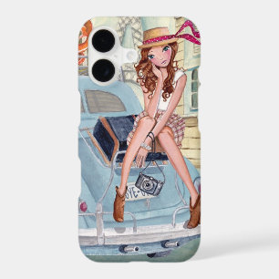 Travel Girl Paris Vintage Chic Illustration