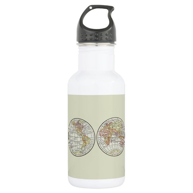 Travel Globe Map Earth 1916 World Atlas  532 Ml Water Bottle (Front)