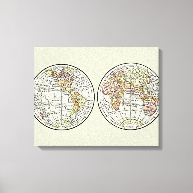 Travel Globe Map Earth 1916 World Atlas  Canvas Print (Front)
