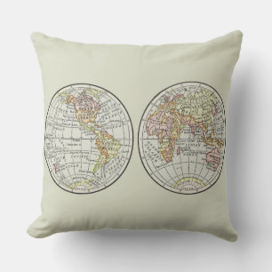 Travel Globe Map Earth 1916 World Atlas  Cushion