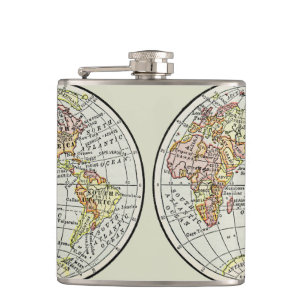Travel Globe Map Earth 1916 World Atlas Hip Flask