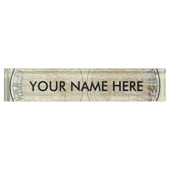 Travel Globe Map Earth 1916 World Atlas  Nameplate (Front)
