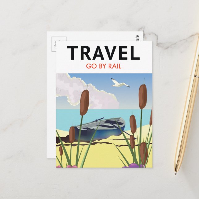 Travel go by Rail Postcard (Front/Back In Situ)