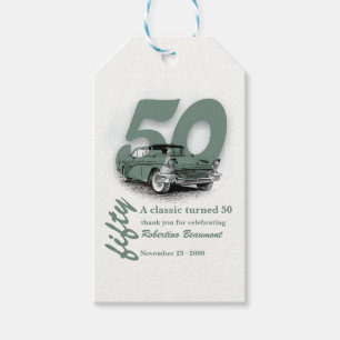 Travel Green Classic Car  Turns 50th Birthday Gift Tags