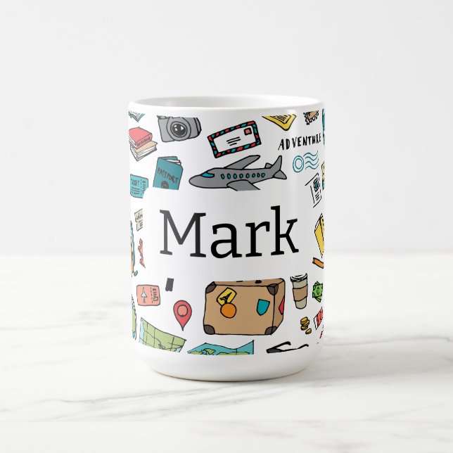 Travel heart London Paris Aeroplane Trip Traveller Coffee Mug (Center)