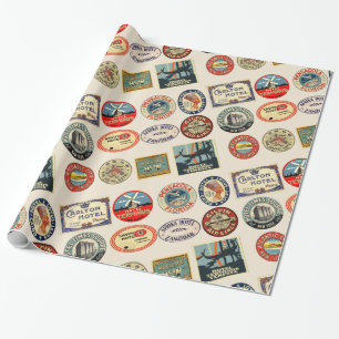 Travel, Hotel Stickers, Luggage  style, Wrapping Paper