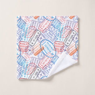 Travel icon bath towel set