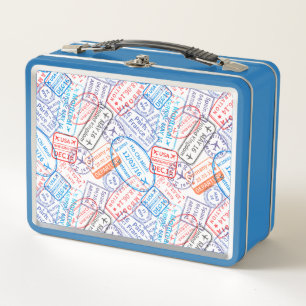 Travel icon metal lunch box