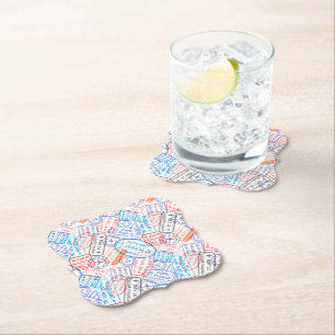 Travel icon paper coaster