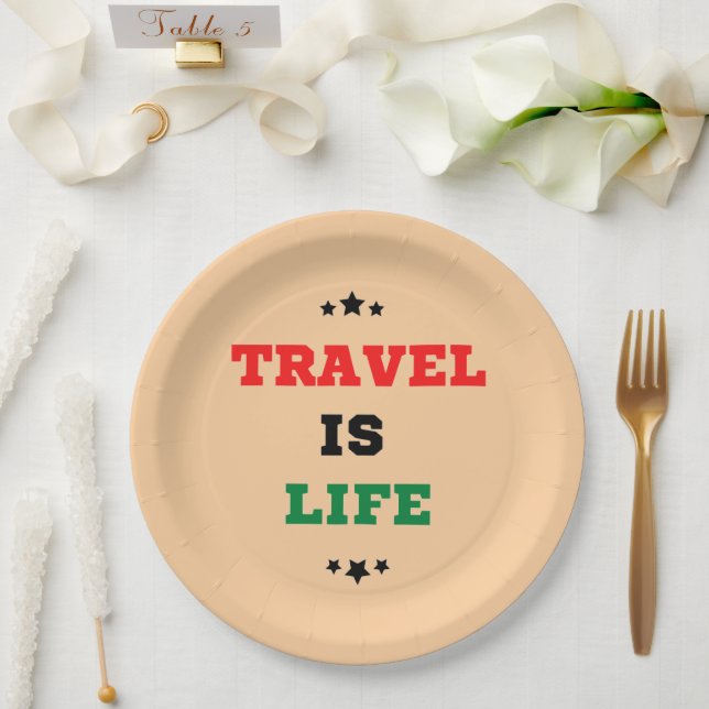 Travel Is Life Paper Plate (Wedding)