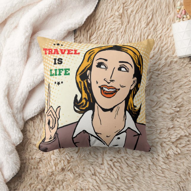Travel Is Life Throw Pillow (Blanket)