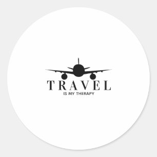 Travel is my tharapy classic round sticker