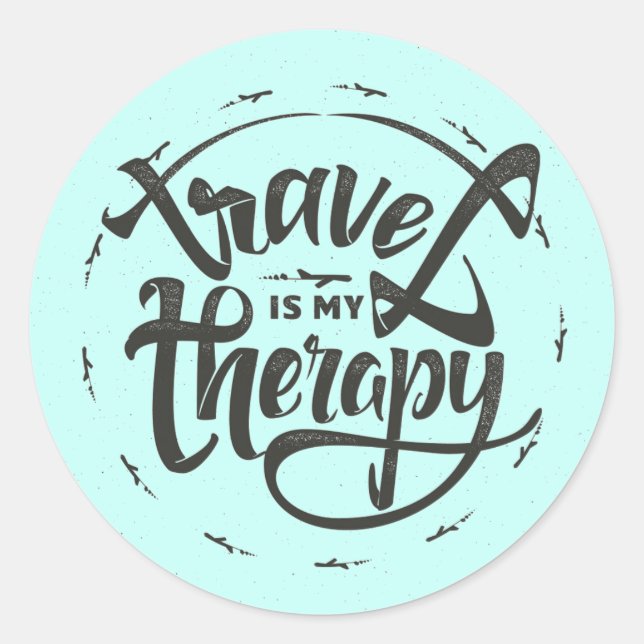 Travel Is My Therapy Classic Round Sticker (Front)